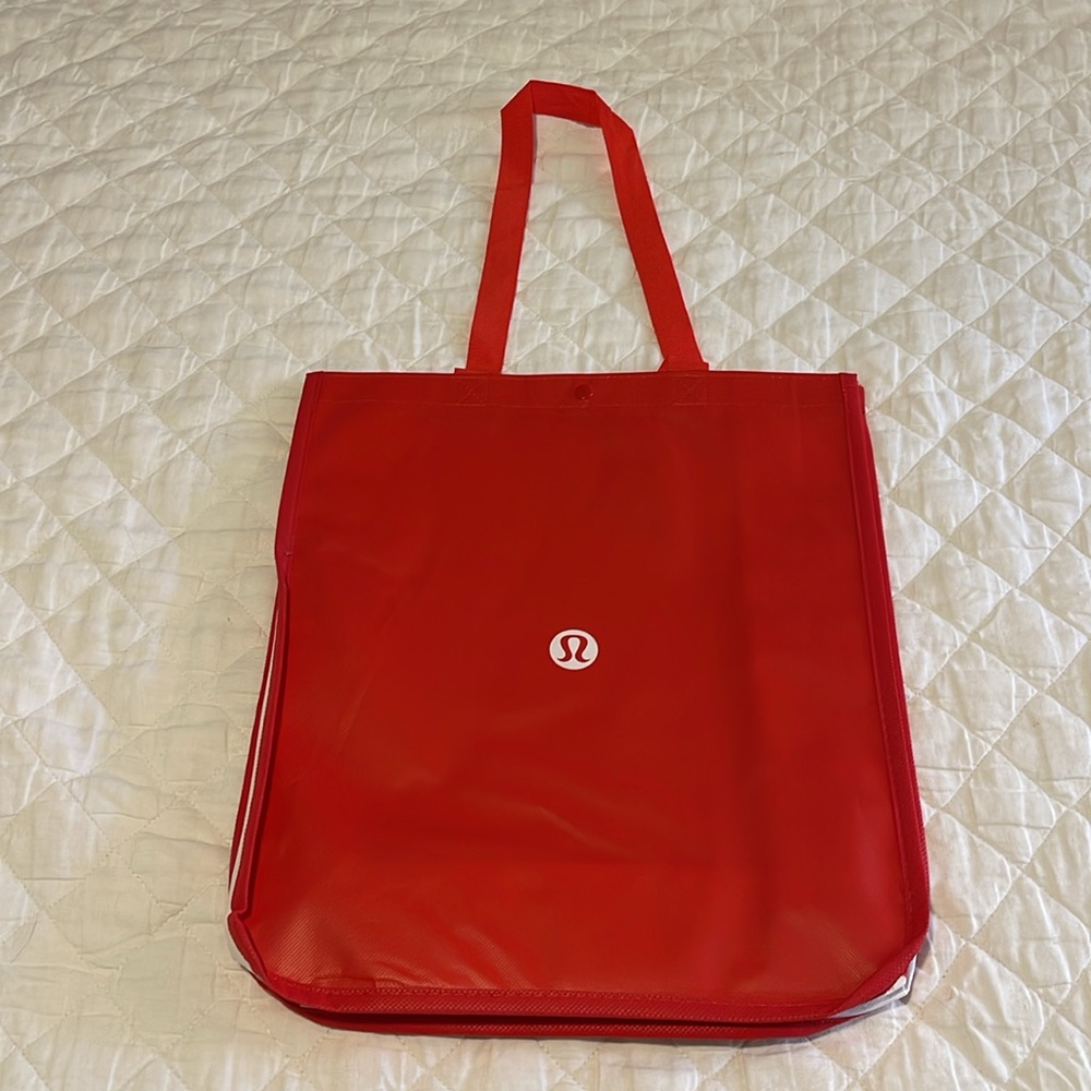 Red Vinyl/Nylon Reusable Lululemon Bag - Reusable Tote for shopping, Gym Bag